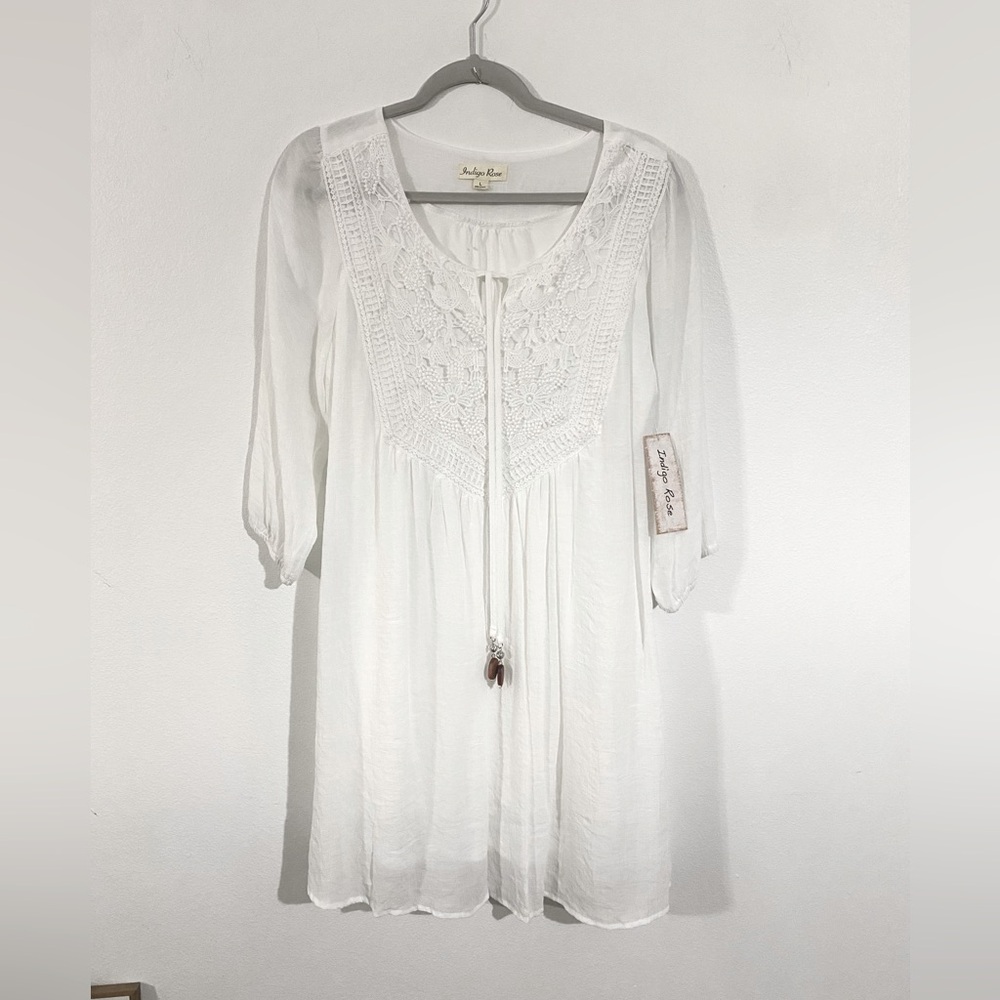Indigo Rose white midi dress